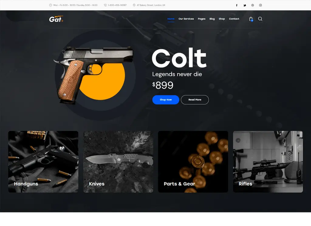 Gat | Waffen- und Waffenladen-WordPress-Theme