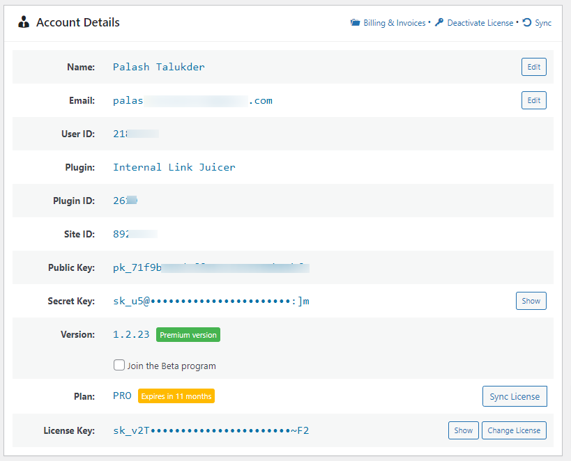 Internal link juicer account
