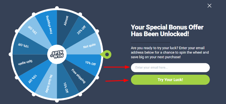 coupon wheel optin form