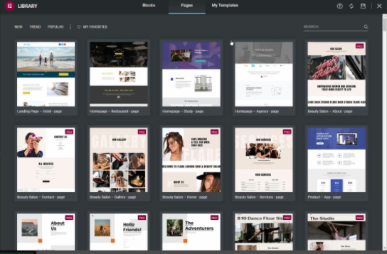 Elementor template library