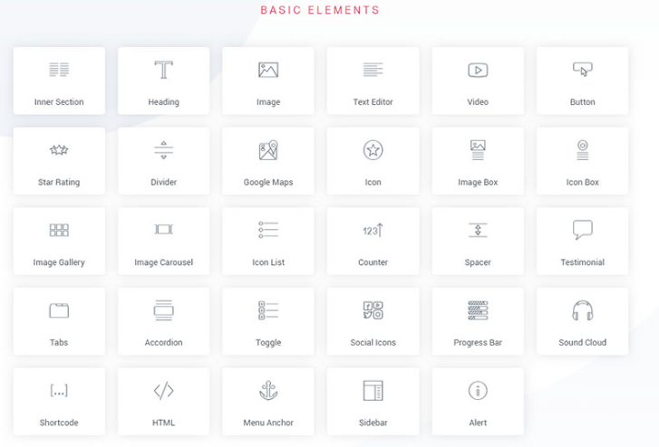 Elementor basic elements