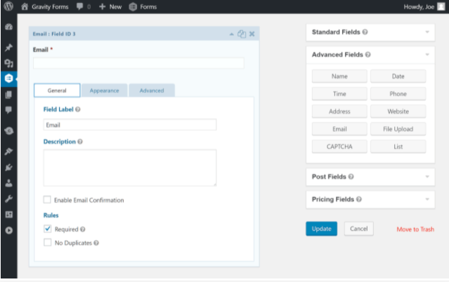 Form design gravity forms