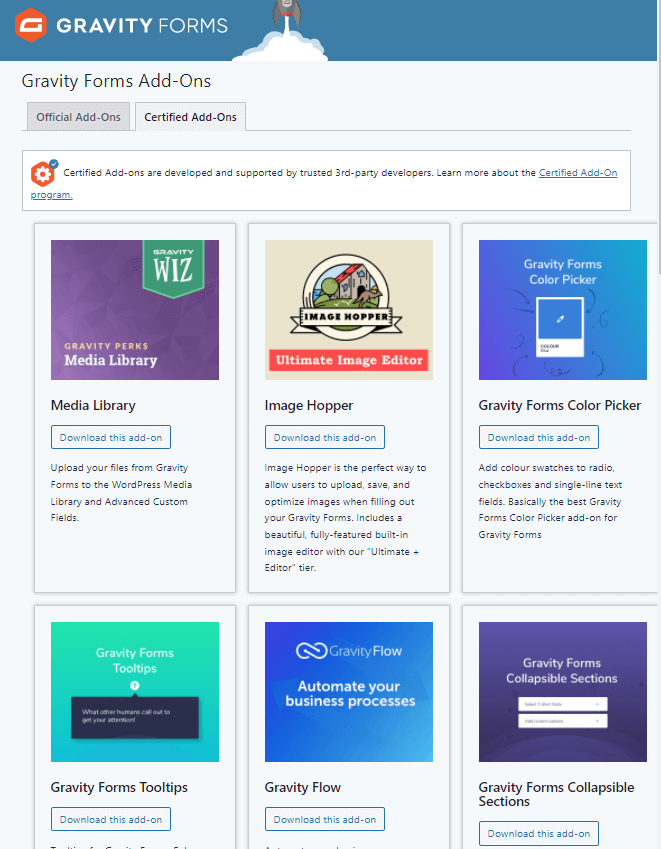 Gravity forms add-ons