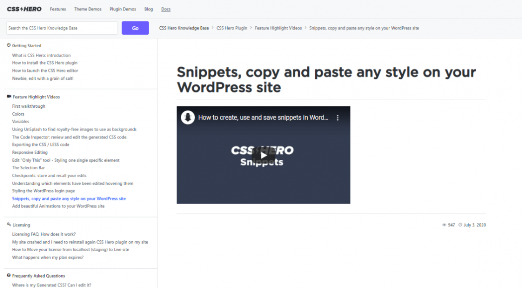 CSS hero documentation