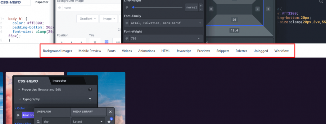 CSS hero design elements
