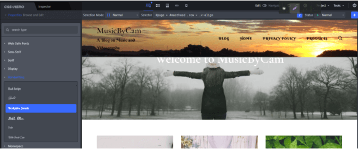 css hero customizble options