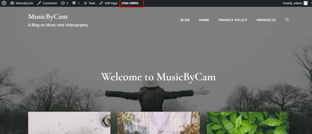 Use of css hero plugin