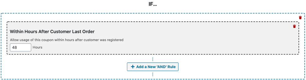 woocommerce-coupon-rule-within-hours-of-last-order - Coupons avancés Within Hours After Customer Last Order