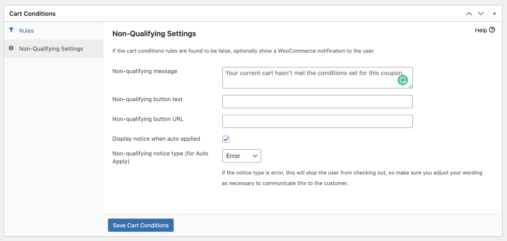 Non-Qualifying Settings