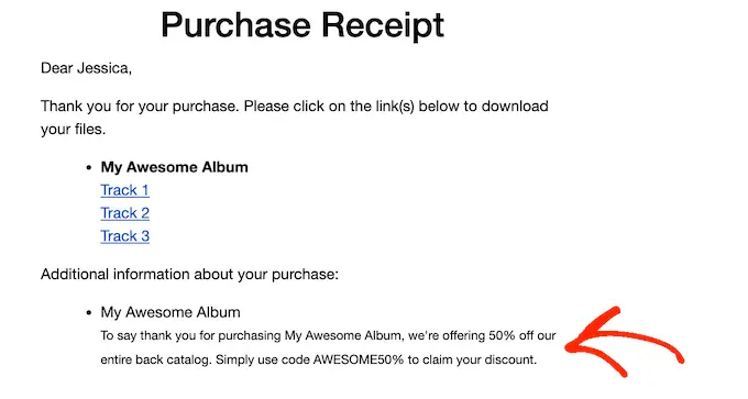 İndirme talimatları, bir müzik satın alma makbuzunda Download instructions, on a music purchase receipt