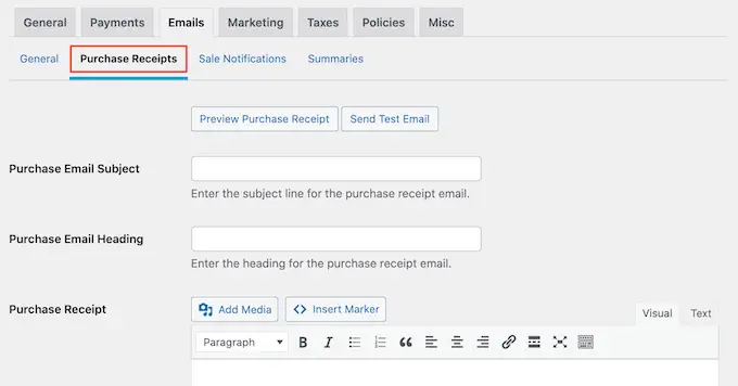 How to create a custom purchase receipt for an online store