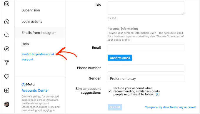 How to switch to a business Instagram account