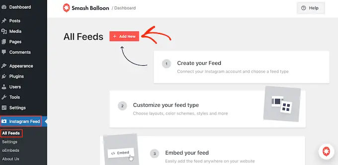 How to create a new social media feed using Smash Balloon