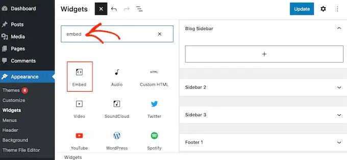 WordPress Gömme bloğu The WordPress Embed block