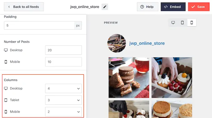 Farklı cihazlarda farklı sayıda Instagram sütunu gösteriliyor Showing a different number of Instagram columns on different devices