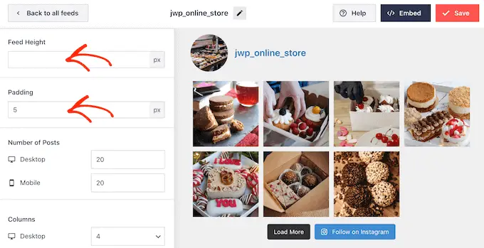 Smash Balloon'un Instagram yayın düzeni ayarları Smash Balloon's Instagram feed layout settings