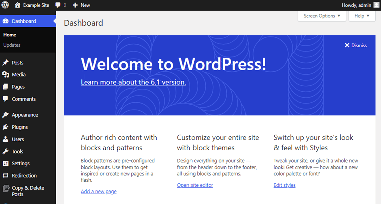 WordPress 仪表板