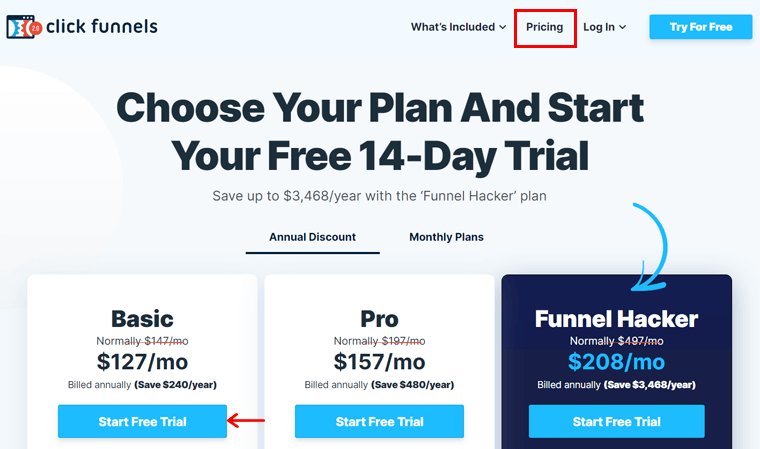 开始免费试用 - ClickFunnels 与 WordPress