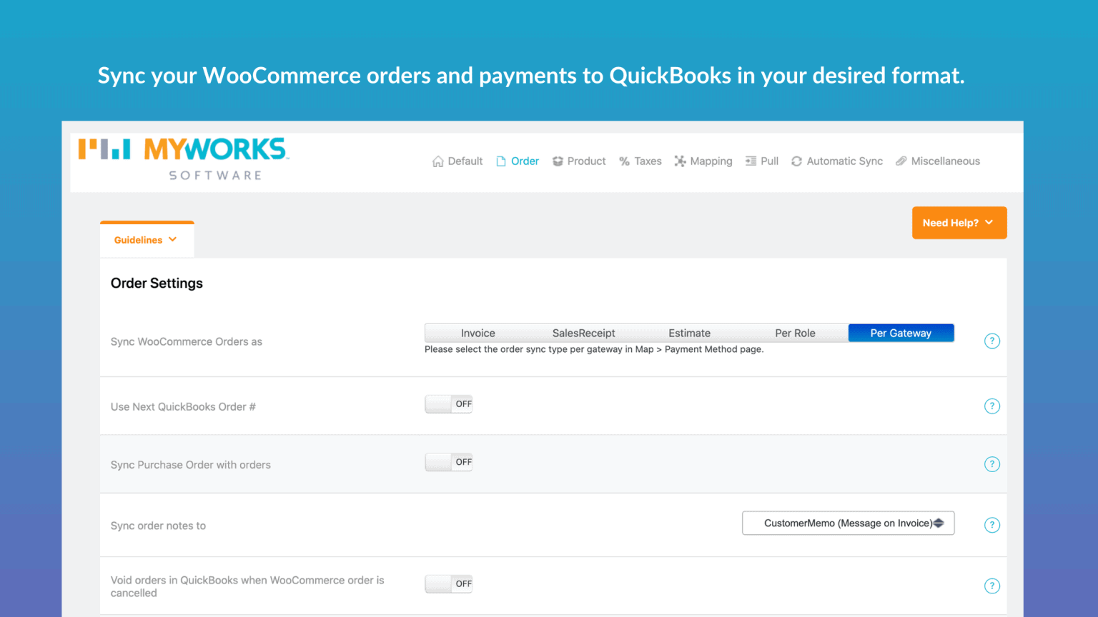 Sincronización de datos de WooCommerce QuickBooks