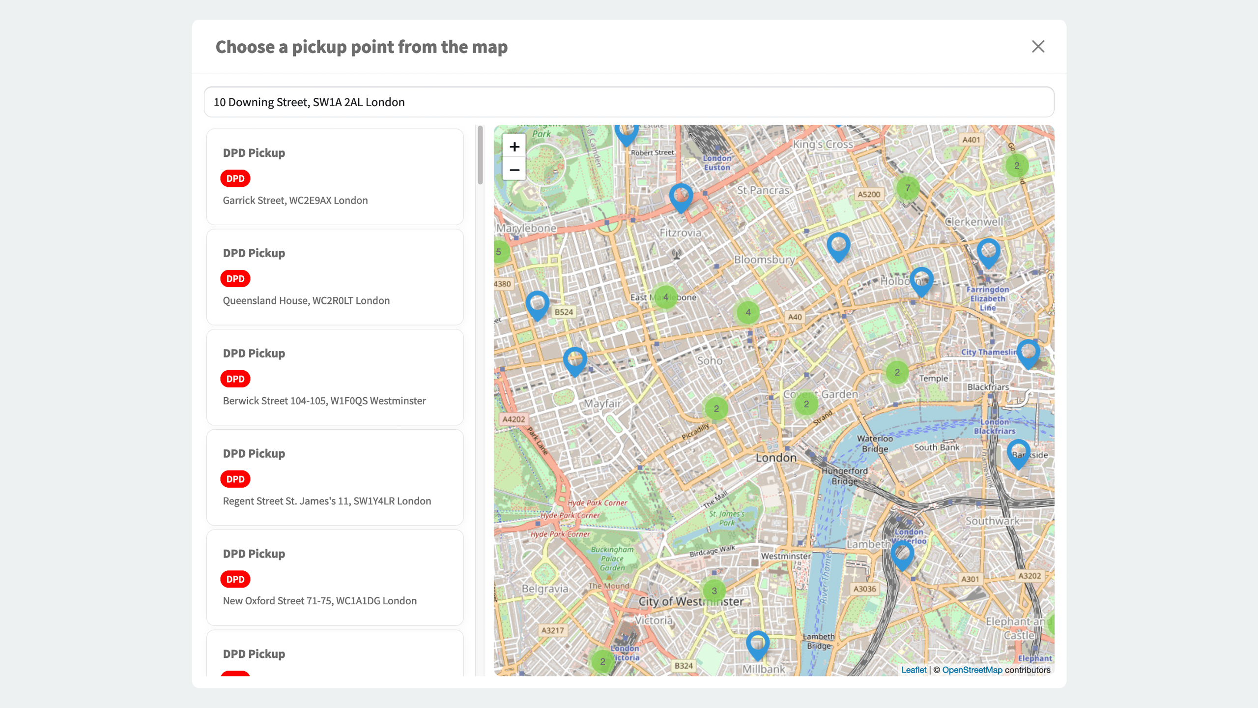 DPD UK Pickup Points WooCommerce DPD UK Pickup Points map