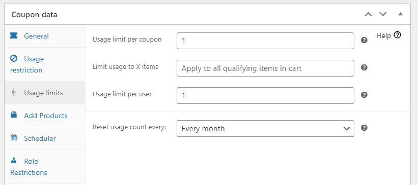 حدود الاستخدام - شهر - كوبونات متقدمة Advanced Coupons usage limits