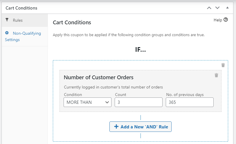 Cart condition rules.