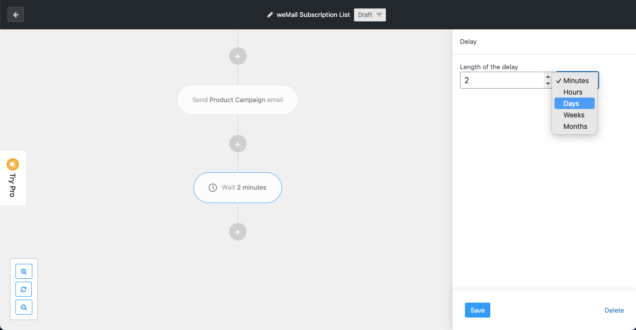 Imposta la pianificazione per la seconda e-mail