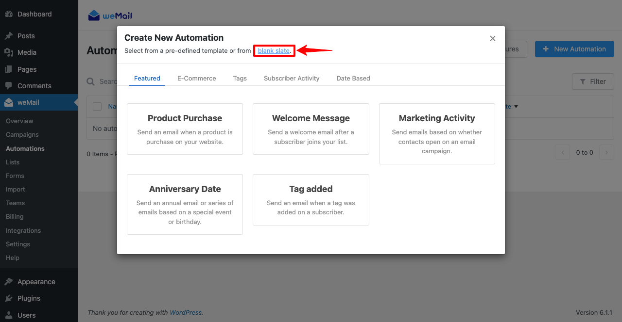 Configura l'automazione della posta elettronica da zero