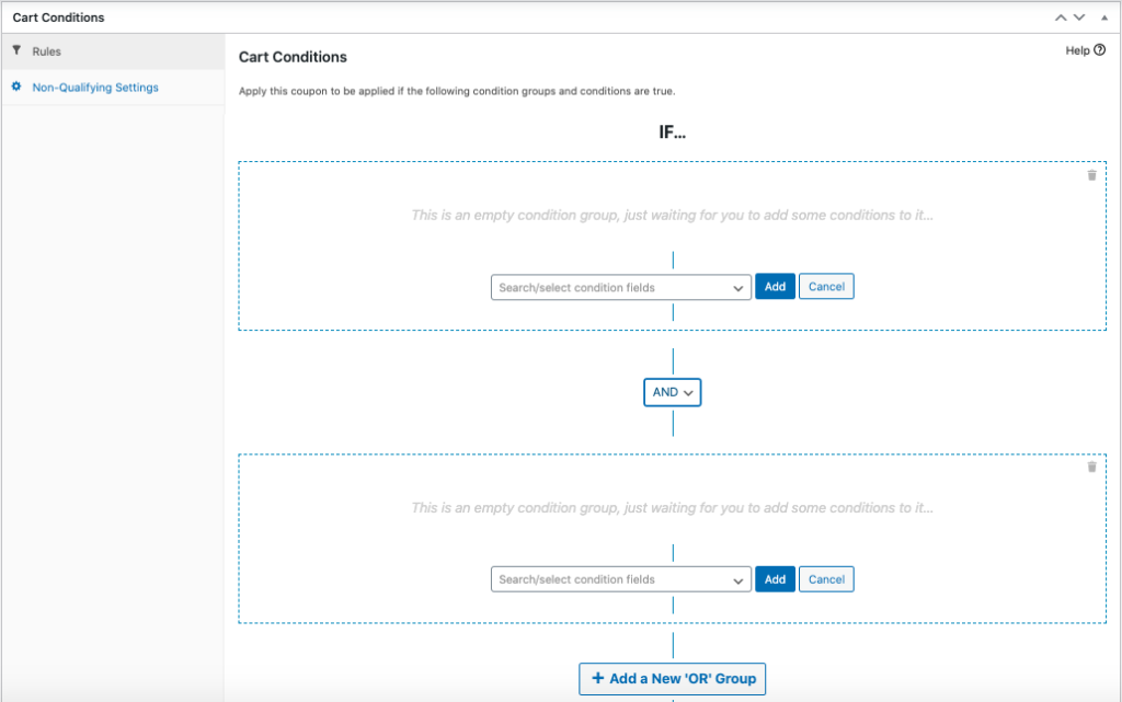 Set a cart condition.