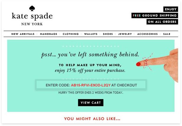 Abandoned Cart Email with Coupon Example
