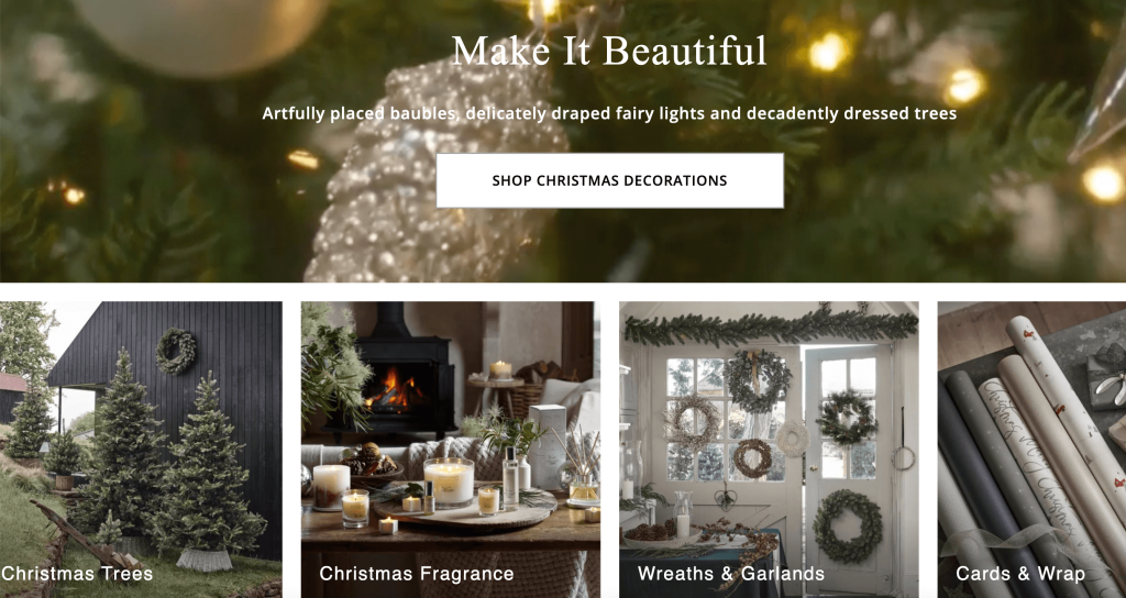 beyaz-şirket-noel - Gelişmiş Kuponlar The White Company's Christmas website.