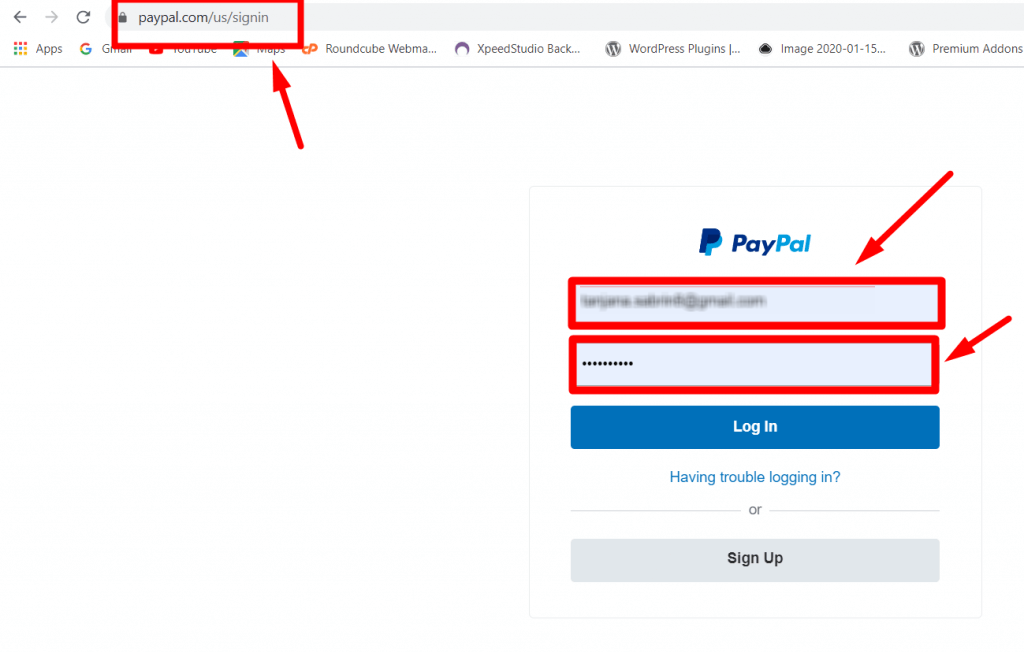 Masuk akun PayPal