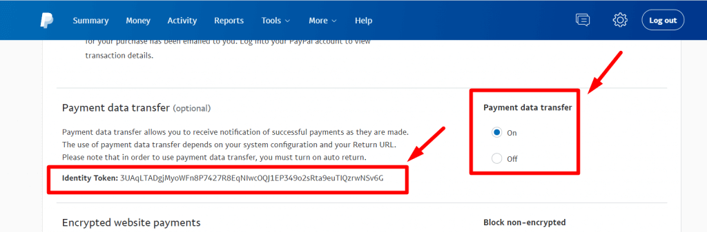 Obtenir un jeton d'identité de PayPal