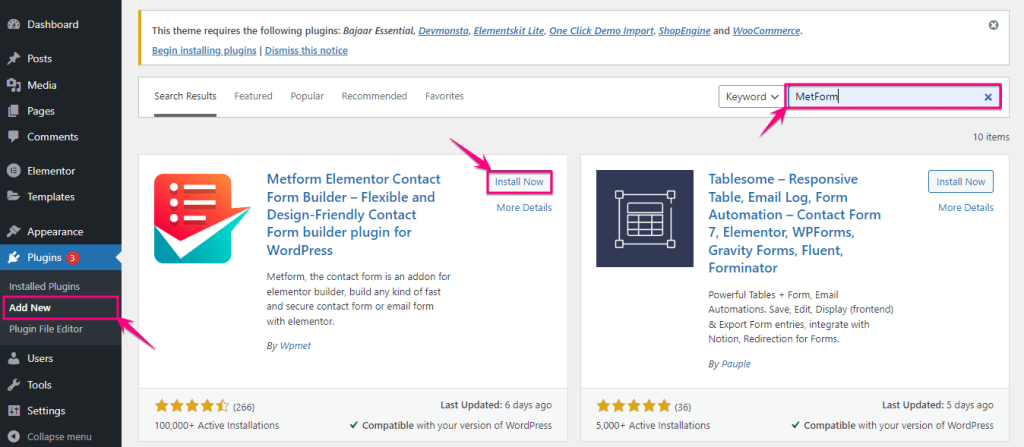 Installer le plug-in d'intégration PayPal, MetForm
