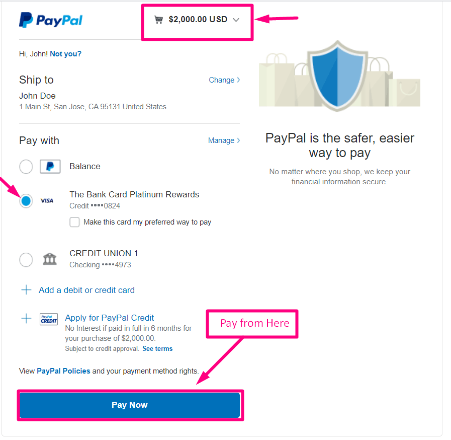Payer avec PayPal en utilisant l'intégration MetForm PayPal