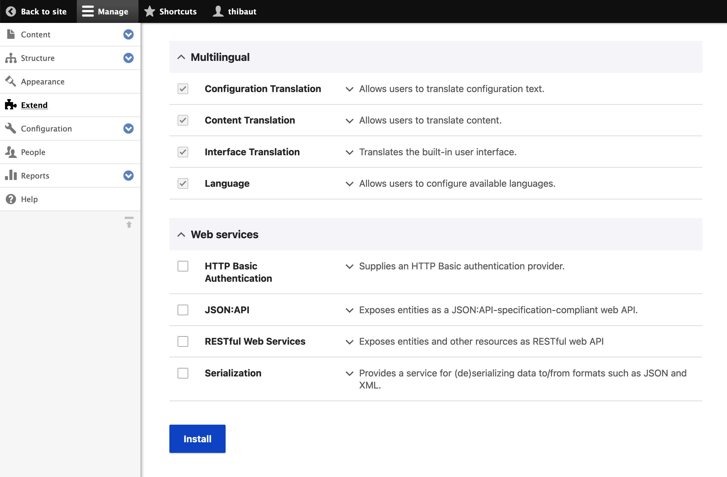 Modul multibahasa di Drupal.