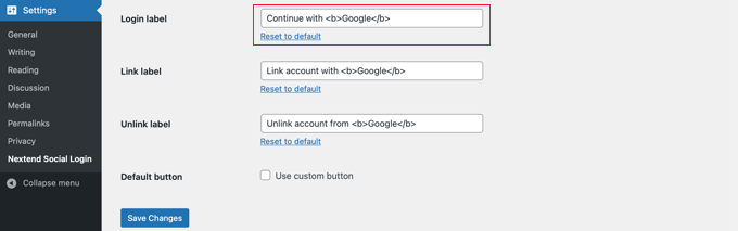 WordPress 19'da Tek Tıklamayla Google Girişini Etkinleştirme Choosing Labeling