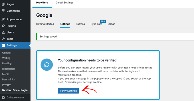 WordPress 16'da Tek Tıklamayla Google Girişini Etkinleştirme Save Changes button