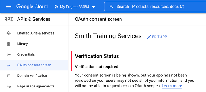 WordPress 22'de Tek Tıklamayla Google Girişini Etkinleştirme verification status