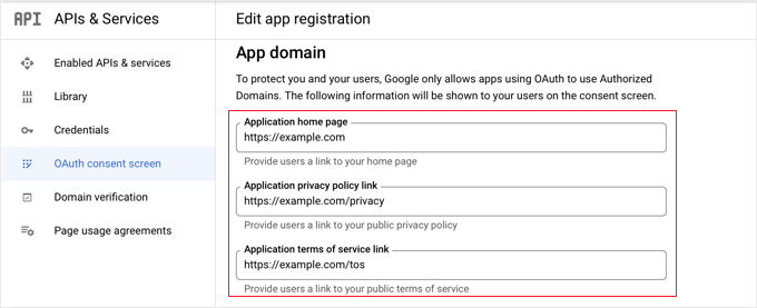 WordPress 8'de Tek Tıklamayla Google Girişini Etkinleştirme app domain