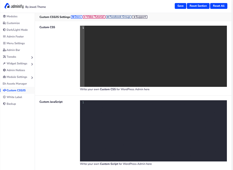 WP Администрирование пользовательского CSS