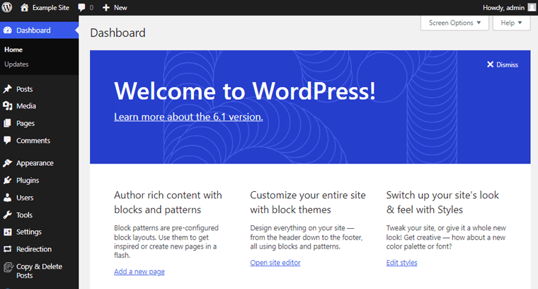Approfondimento sulla dashboard di WordPress