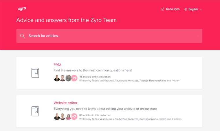Centro assistenza Zyro - WordPress vs Zyro