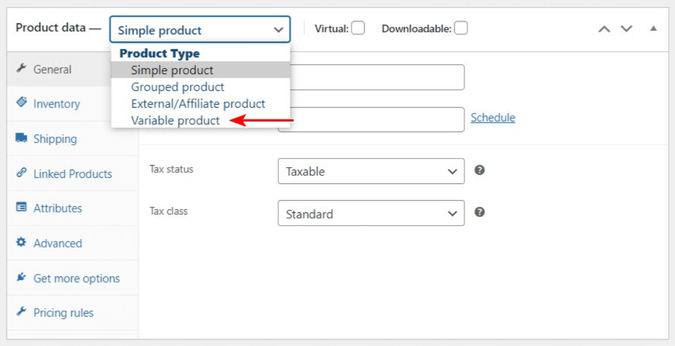 在 woocommerce-1 中添加變量產品