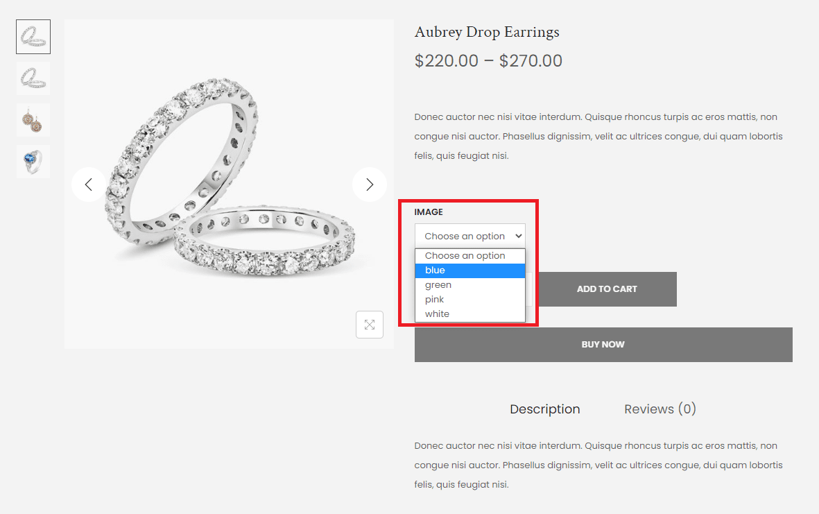 Variantes par défaut de WooCommerce
