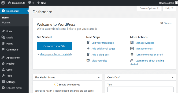 Панель инструментов WordPress