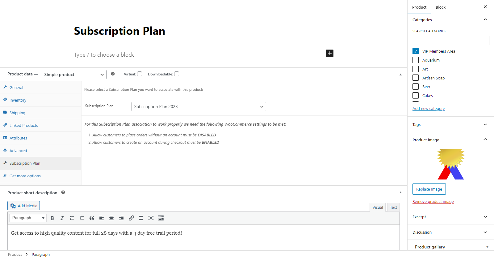 Produkt subskrypcji WooCommerce