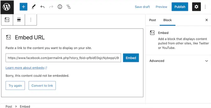 Kesalahan penyematan album Facebook The Facebook album embed error
