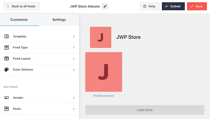 Mengedit umpan album Facebook Editing the Facebook albums feed