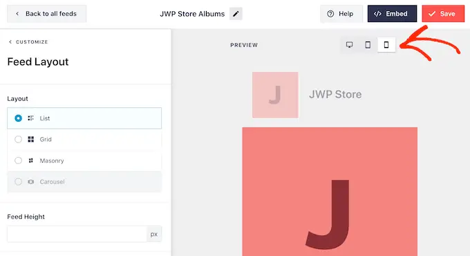Memilih tata letak umpan baru di WordPres Choosing a new feed layout in WordPress